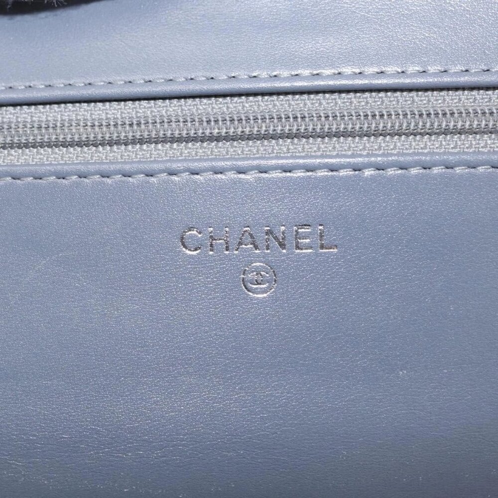 CHANEL Camellia COCO Mark Chain Wallet Patent leather Gray Silver CC Auth 159748 - Picture 14 of 16